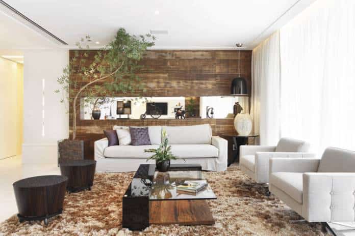 Sala com decoração e sustentabilidade