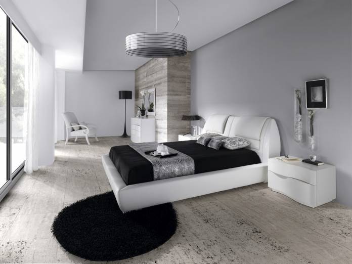 cama e móveis para o quarto minimalista