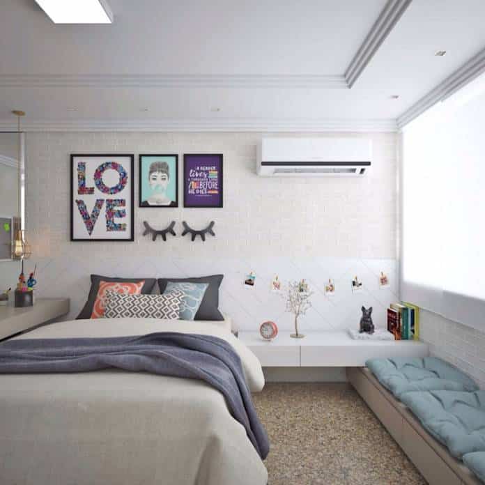 Decoração de quarto feminino moderno 