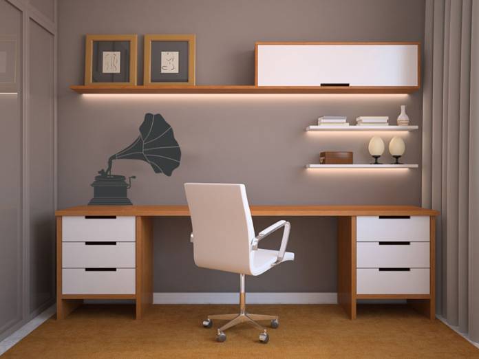 Cor clara para móveis no home office