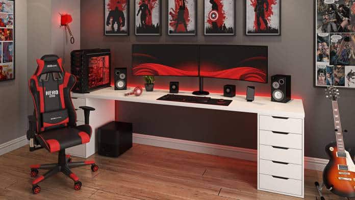 decoração no estilo gamer com led vermelha