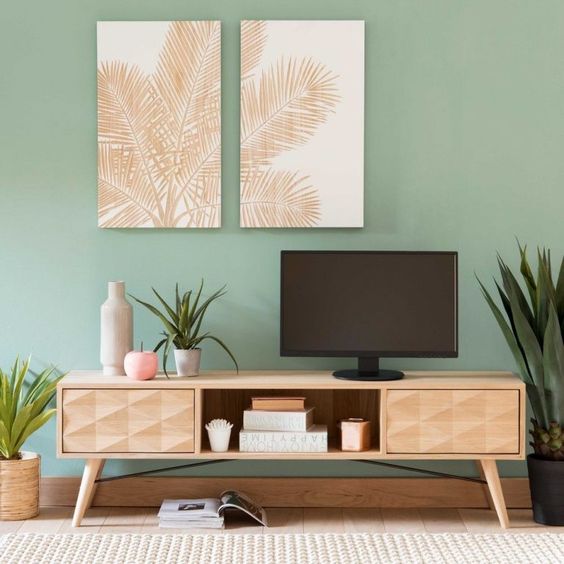 Rack pe palito de madeira na sala moderna Foto Pinterest