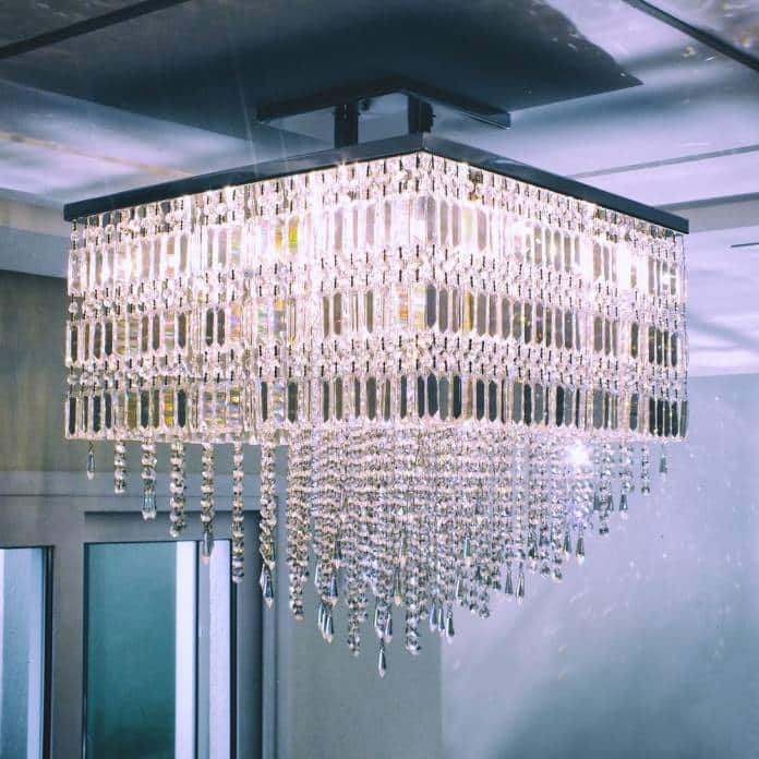 Lustre de cristal quadrado