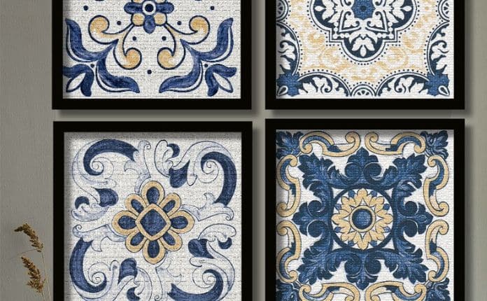 você pode escolher alguns azulejos decorativos para usar como quadros