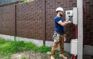 Homem instalando a Cerca Elétrica.