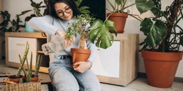 Mulher aproveitando Dicas de jardinagem.