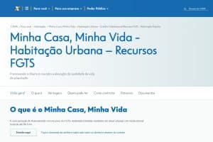 detalhes de site da caixa sobre como funciona o programa Minha Casa Minha Vida.